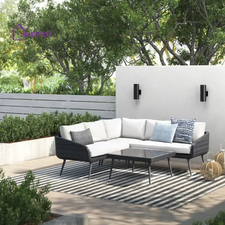 Corazón Outdoor Sofa Set 5 Seater and 1 Center Table Set (Black) - Sofa Sets