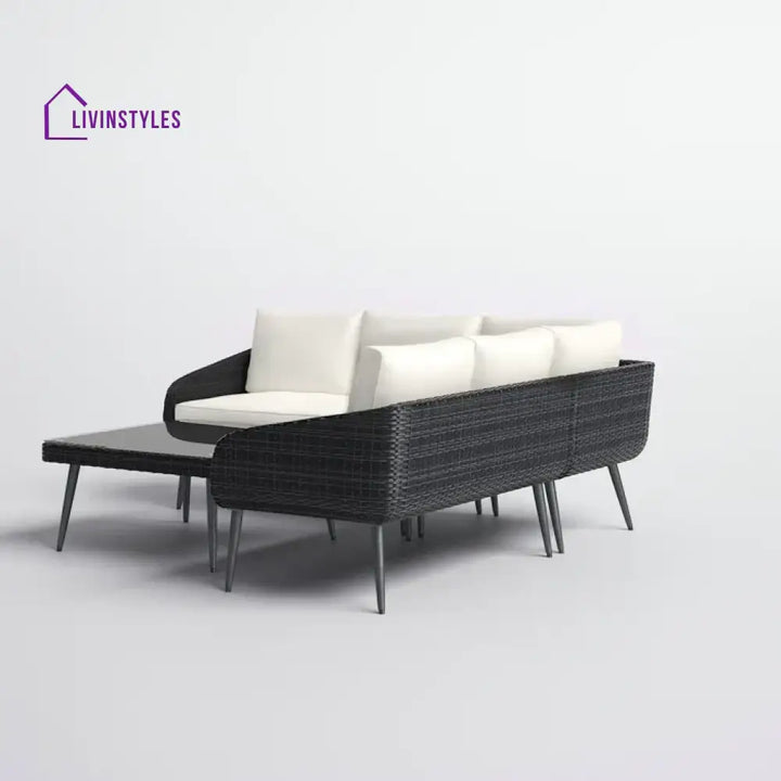 Corazón Outdoor Sofa Set 5 Seater and 1 Center Table Set (Black) - Sofa Sets