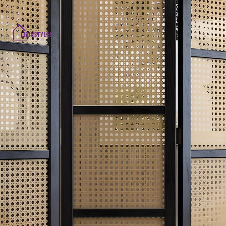 Cordelia Wooden and Cane Weaving Room Partition for Living Room