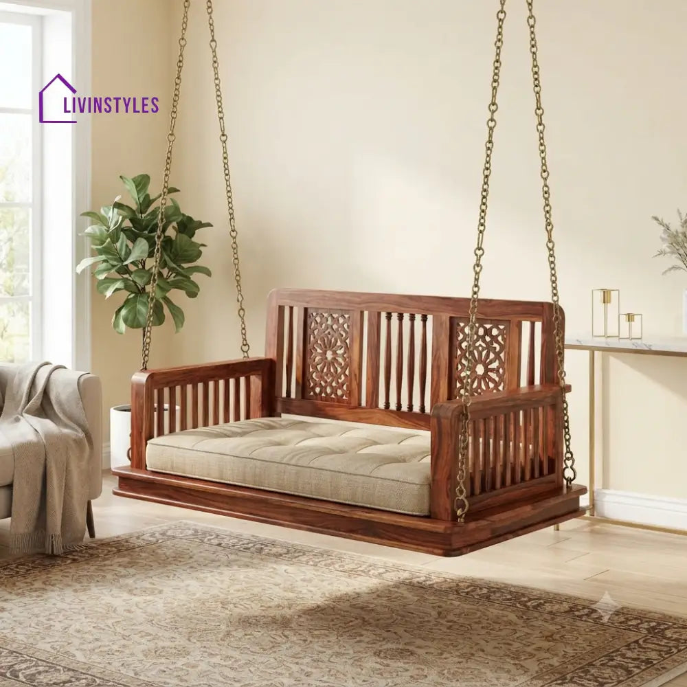 Corentin 2 Seater Wooden Swing for Home | Wooden Jhula for home