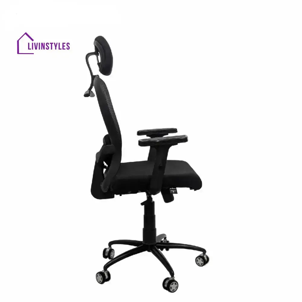 Cosmic Horizon Black Headrest Office Ergonomic Chair with Black Air Base