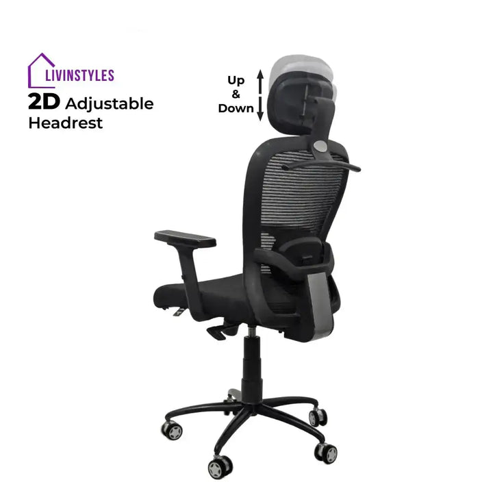 Cosmic Horizon Black Headrest Office Ergonomic Chair with Black Air Base