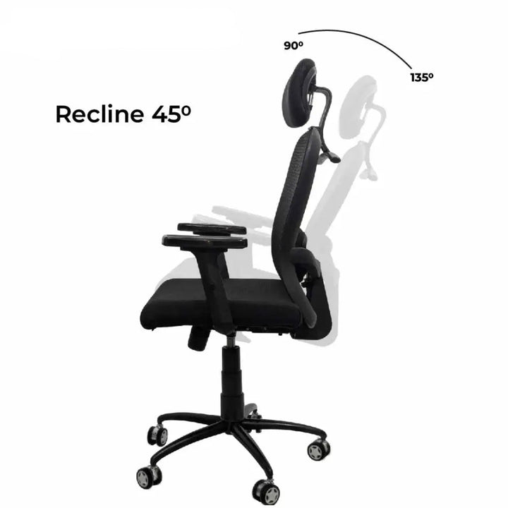 Cosmic Horizon Black Headrest Office Ergonomic Chair with Black Air Base