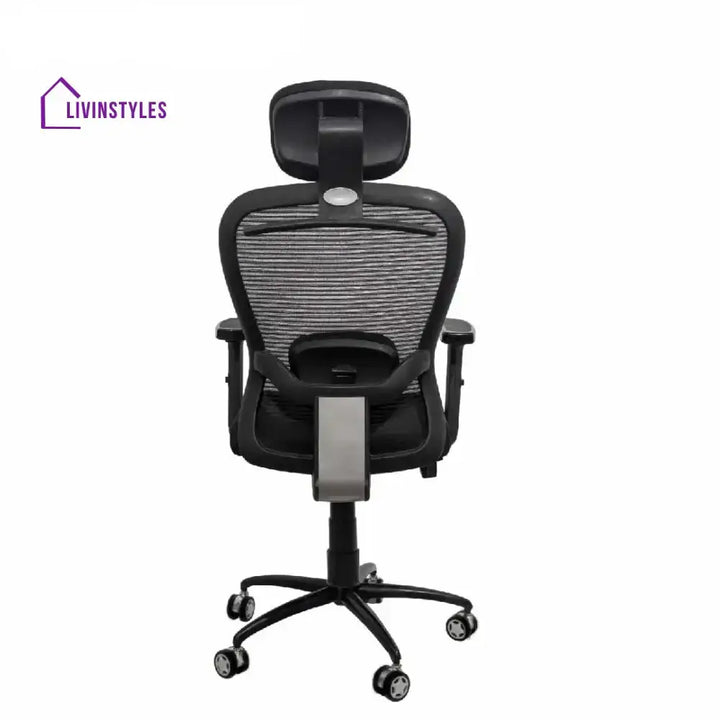 Cosmic Horizon Black Headrest Office Ergonomic Chair with Black Air Base