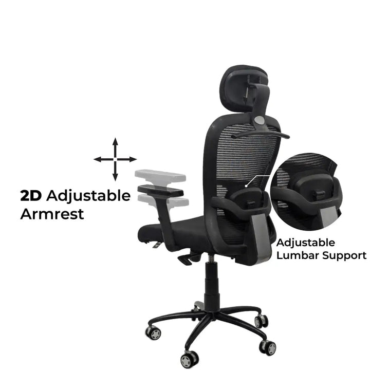Cosmic Horizon Black Headrest Office Ergonomic Chair with Black Air Base