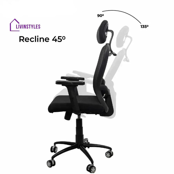 Cosmic Horizon Black Headrest Office Ergonomic Chair with Black Air Base