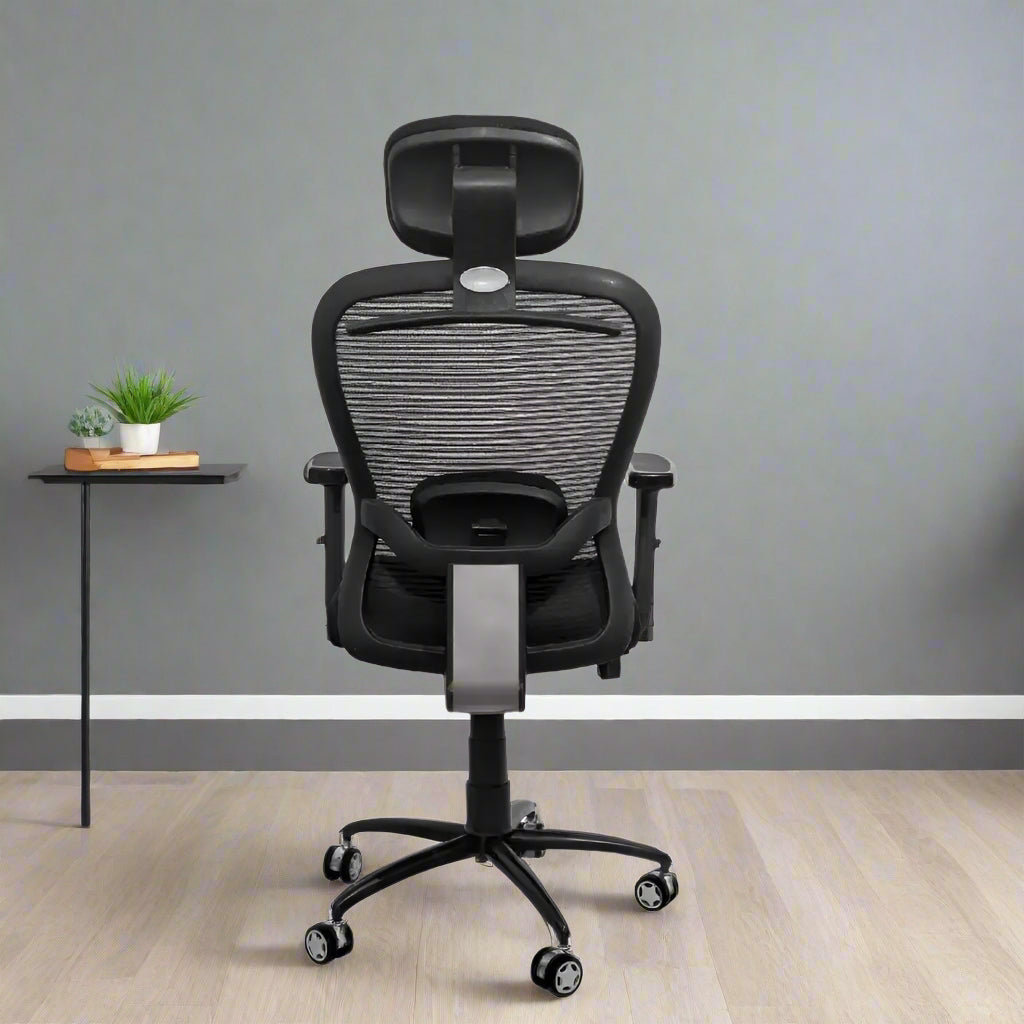 Cosmic Horizon Black Headrest Office Ergonomic Chair with Black Air Base