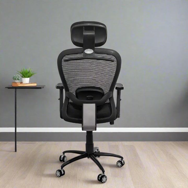 Cosmic Horizon Black Headrest Office Ergonomic Chair with Black Air Base