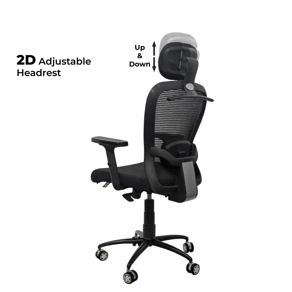 Cosmic Horizon Black Headrest Office Ergonomic Chair with Black Air Base