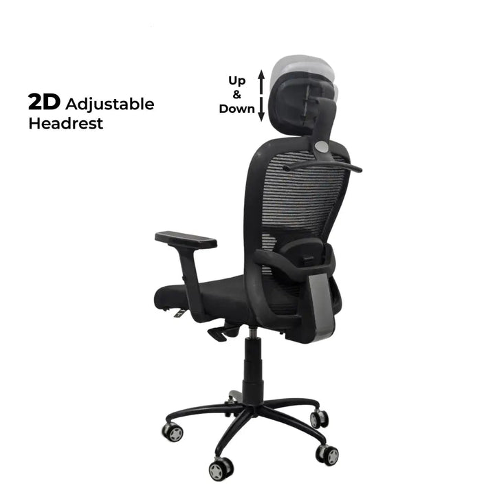 Cosmic Horizon Black Headrest Office Ergonomic Chair with Black Air Base