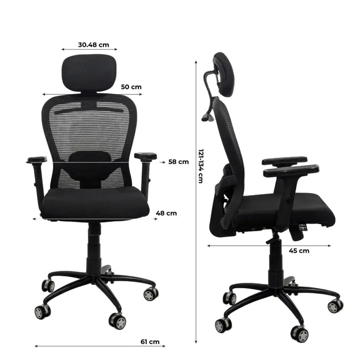 Cosmic Horizon Black Headrest Office Ergonomic Chair with Black Air Base
