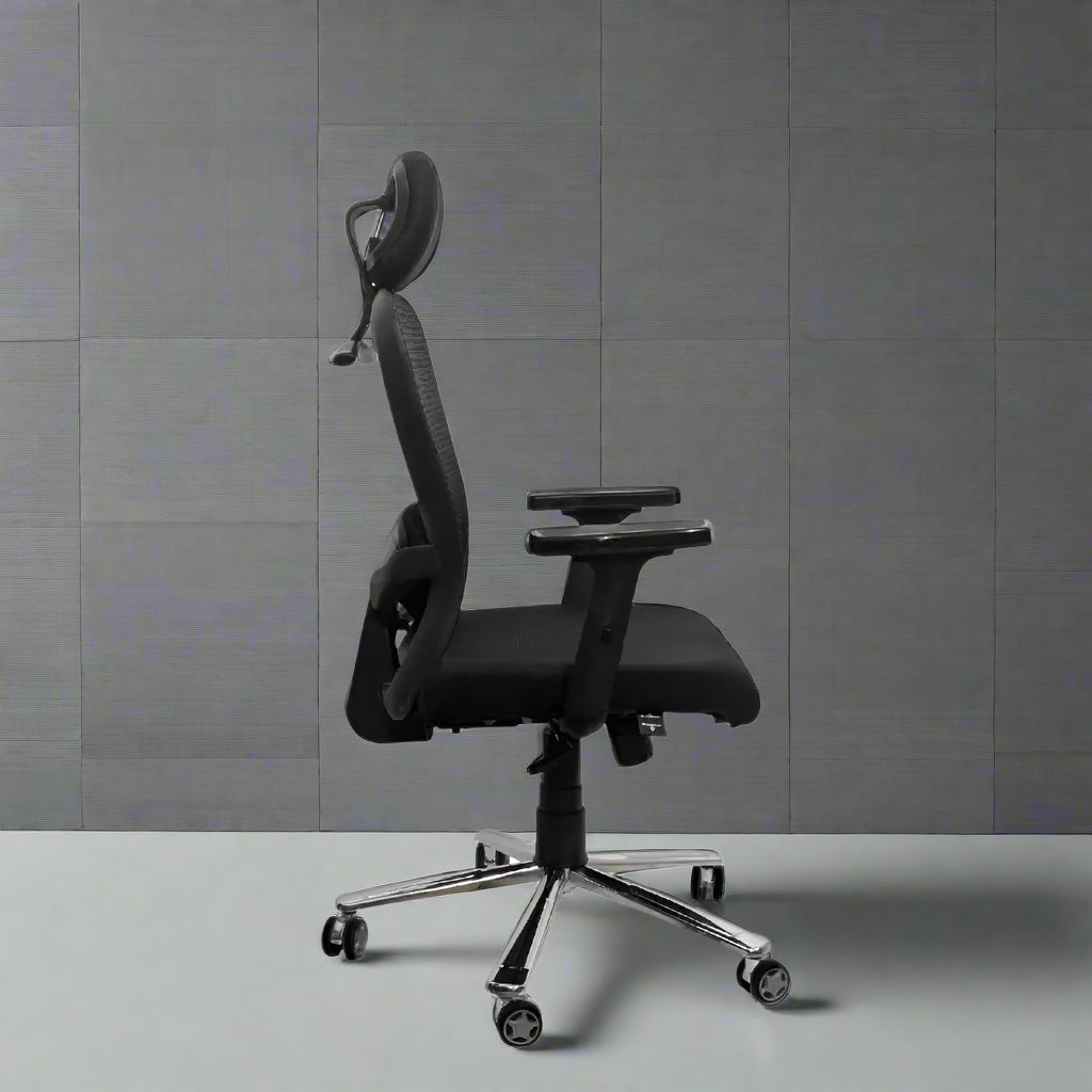 Cosmic Horizon Black Headrest Office Ergonomic Chair with Scorpio Base