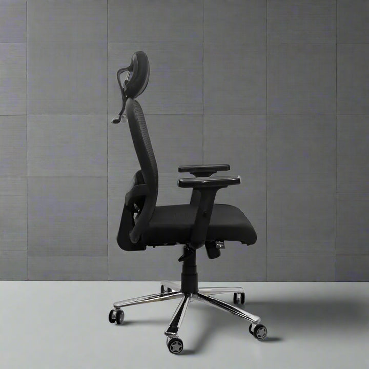 Cosmic Horizon Black Headrest Office Ergonomic Chair with Scorpio Base