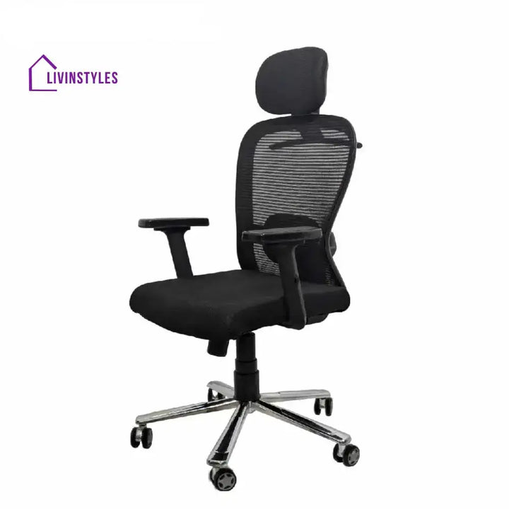 Cosmic Horizon Black Headrest Office Ergonomic Chair with Scorpio Base