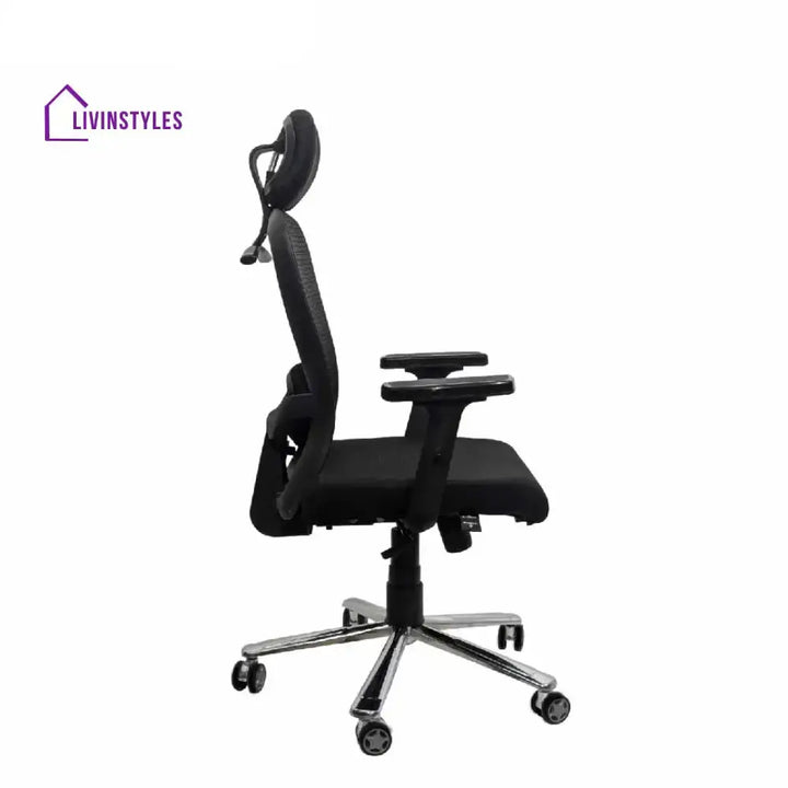 Cosmic Horizon Black Headrest Office Ergonomic Chair with Scorpio Base