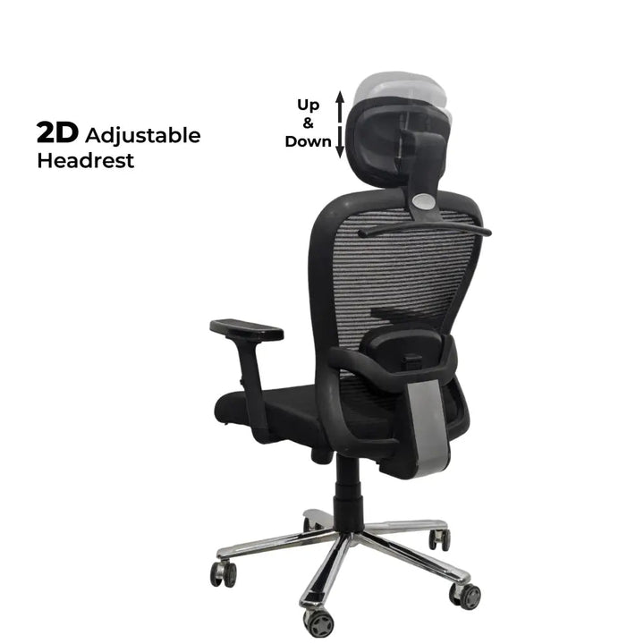 Cosmic Horizon Black Headrest Office Ergonomic Chair with Scorpio Base