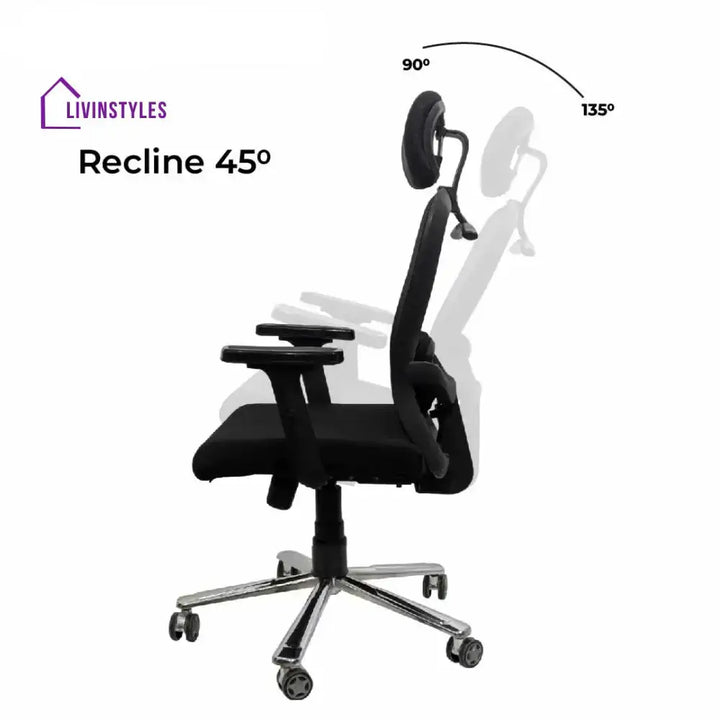 Cosmic Horizon Black Headrest Office Ergonomic Chair with Scorpio Base