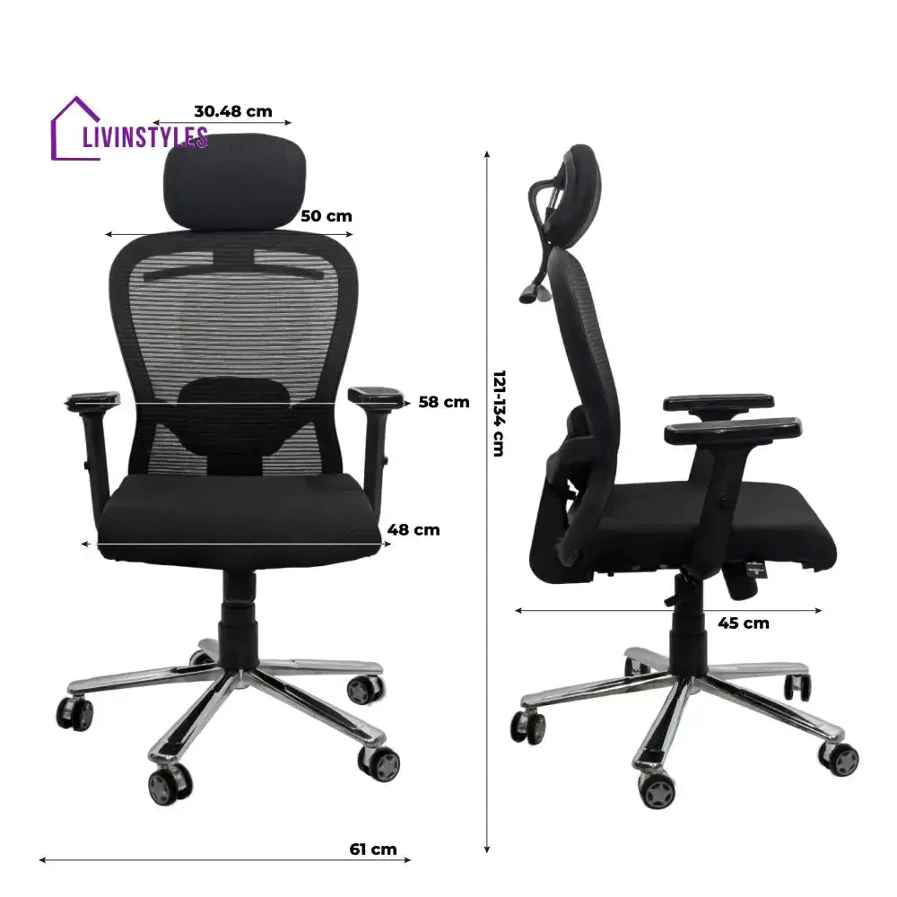 Cosmic Horizon Black Headrest Office Ergonomic Chair with Scorpio Base