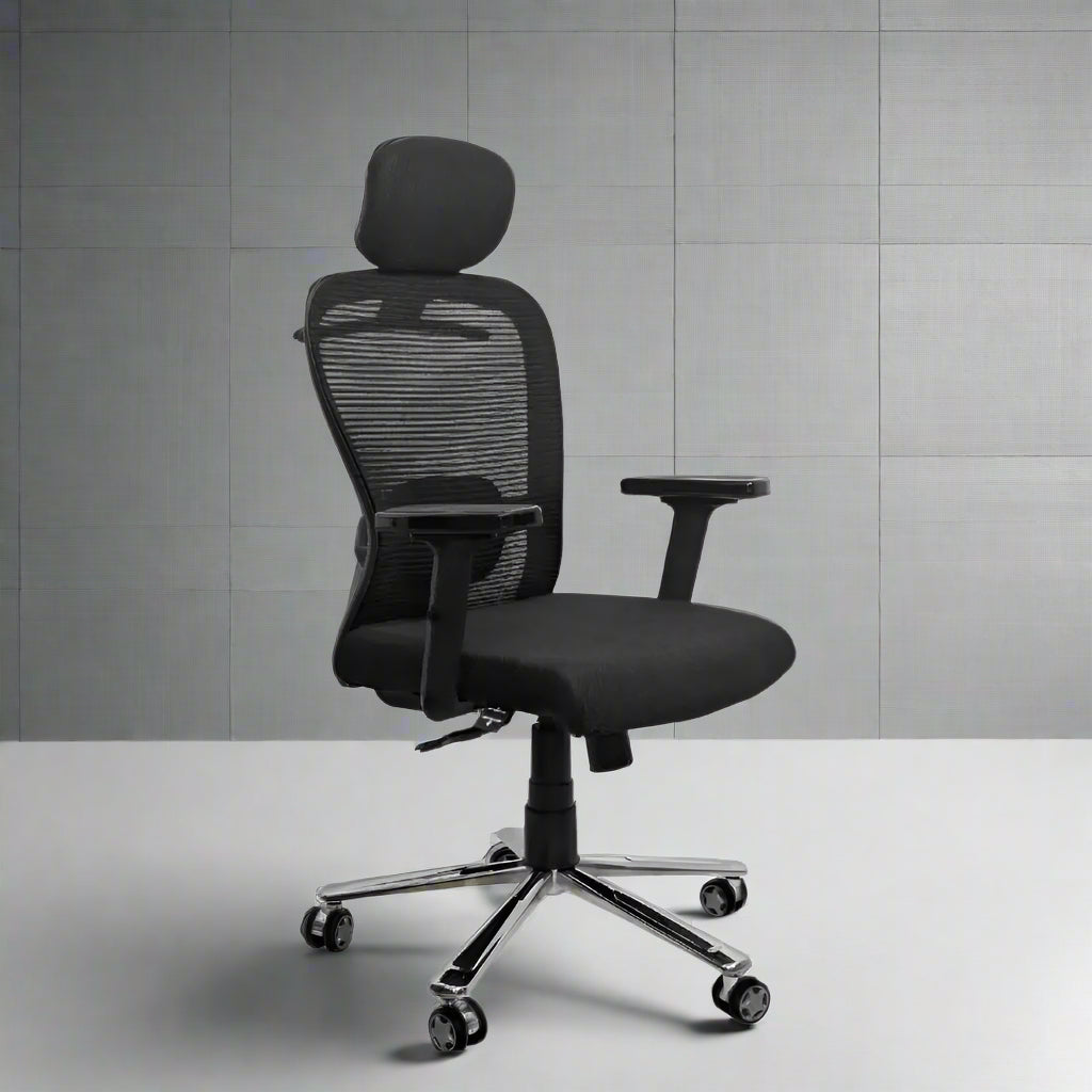 Cosmic Horizon Black Headrest Office Ergonomic Chair with Scorpio Base