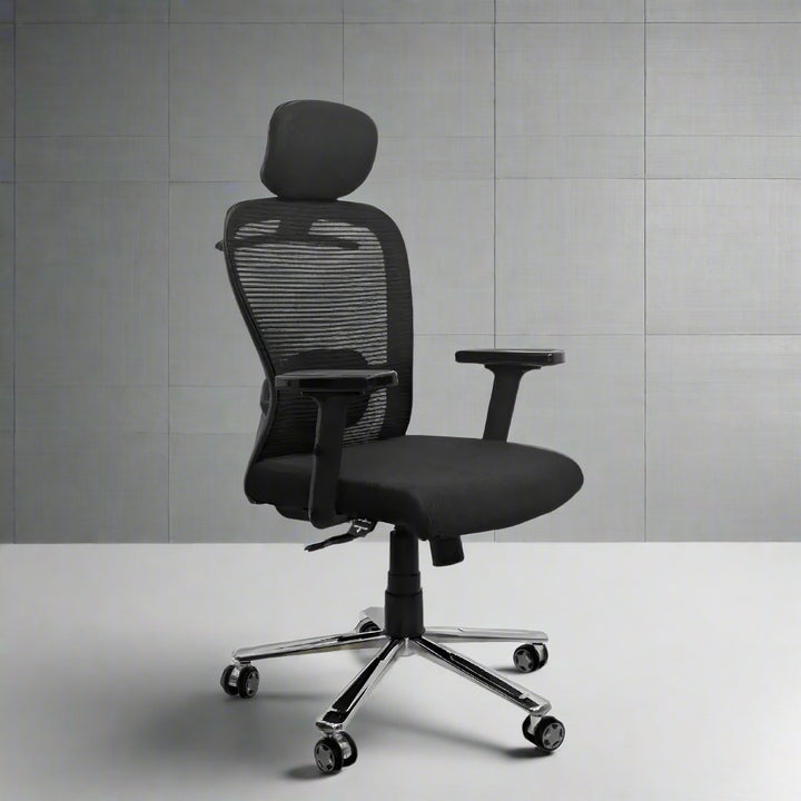 Cosmic Horizon Black Headrest Office Ergonomic Chair with Scorpio Base
