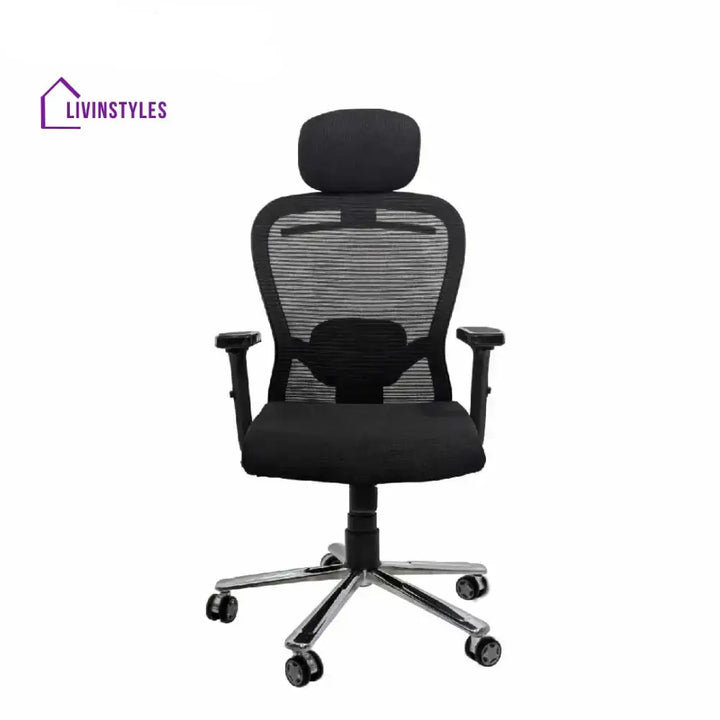 Cosmic Horizon Black Headrest Office Ergonomic Chair with Scorpio Base