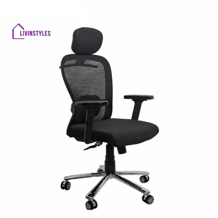 Cosmic Horizon Black Headrest Office Ergonomic Chair with Scorpio Base