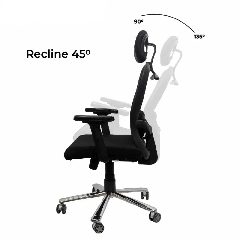 Cosmic Horizon Black Headrest Office Ergonomic Chair with Scorpio Base