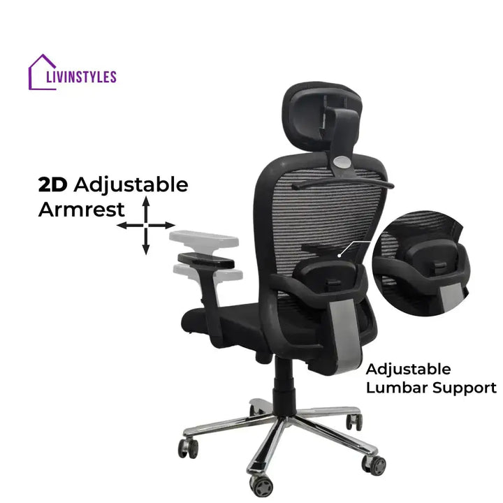 Cosmic Horizon Black Headrest Office Ergonomic Chair with Scorpio Base