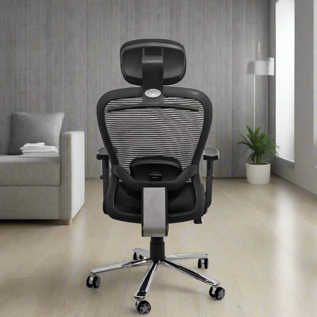 Cosmic Horizon Black Headrest Office Ergonomic Chair with Scorpio Base
