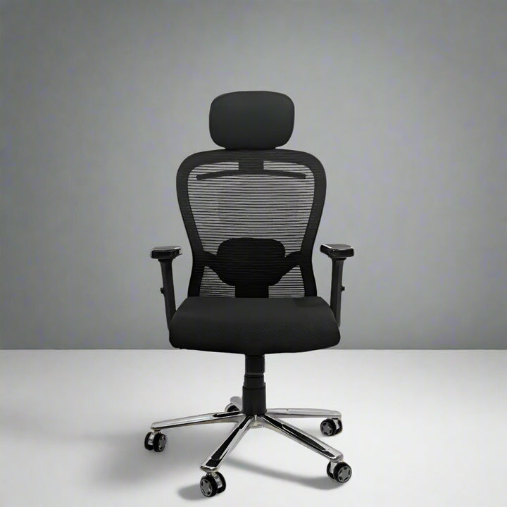 Cosmic Horizon Black Headrest Office Ergonomic Chair with Scorpio Base