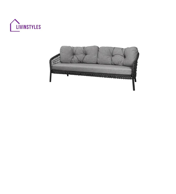 Costa Outdoor Garden Balcony Sofa Set 3 Seater 2 Seater 1 Single Seater 1 Side Table and 1 Center Table Set (Grey)