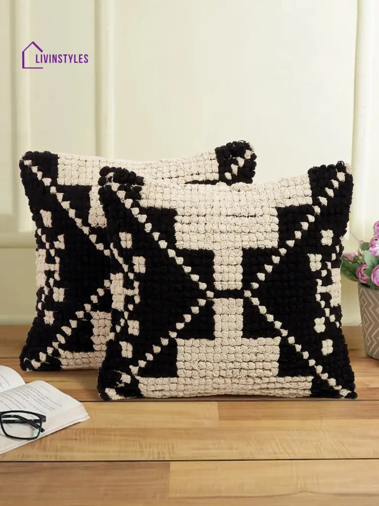 Cotton And Jute Hand Woven Cushion Cover Set Of 2 (20X20 Inch)
