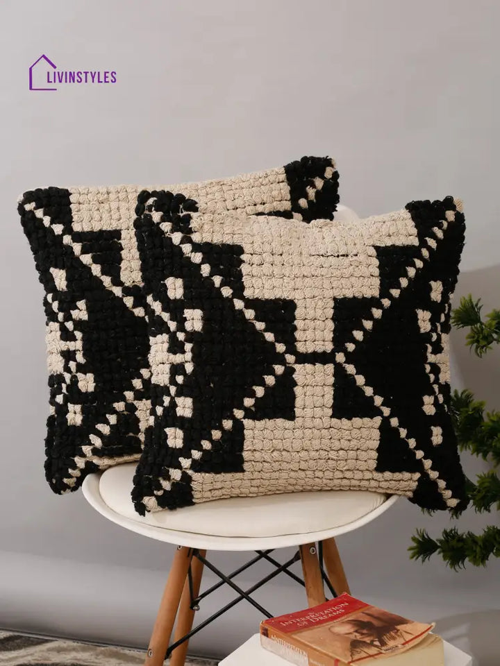 Cotton And Jute Hand Woven Cushion Cover Set Of 2 (20X20 Inch)