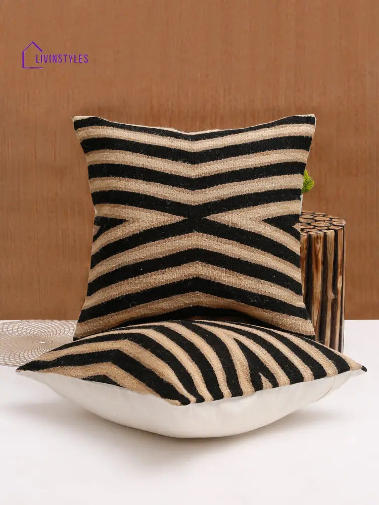 Cotton And Jute Hand Woven Cushion Cover Set Of 2 (20X20 Inch)