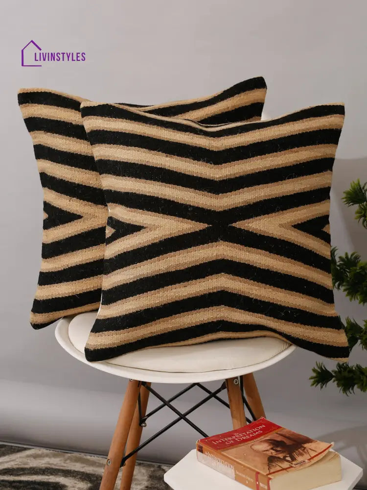 Cotton And Jute Hand Woven Cushion Cover Set Of 2 (20X20 Inch)