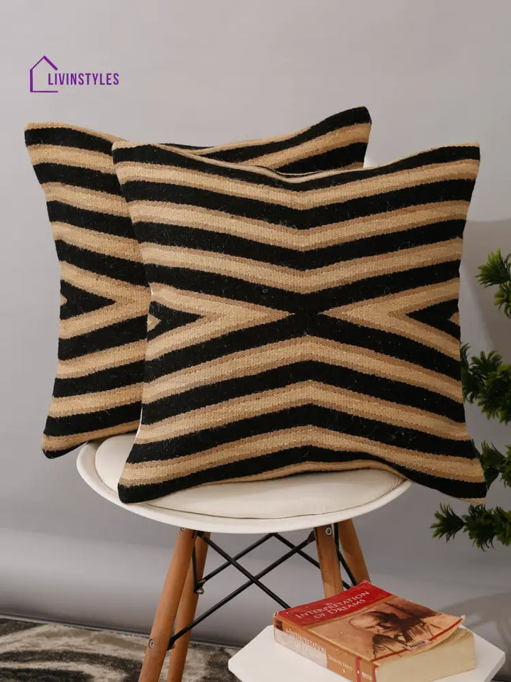 Cotton And Jute Hand Woven Cushion Cover Set Of 2 (20X20 Inch)