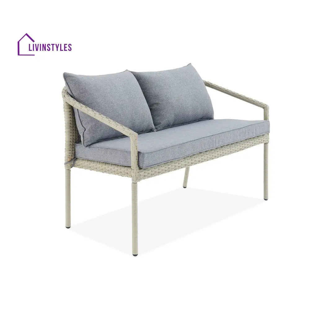 Coven Outdoor Garden Balcony Sofa Set 2 Seater 2 Single seater and 1 Center Table Set (Cream) - Sofa Sets