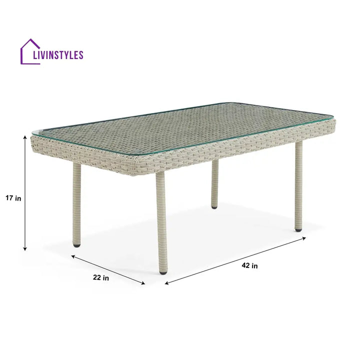 Coven Outdoor Garden Balcony Sofa Set 2 Seater 2 Single seater and 1 Center Table Set (Cream) - Sofa Sets