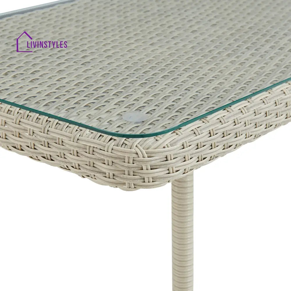 Coven Outdoor Garden Balcony Sofa Set 2 Seater 2 Single seater and 1 Center Table Set (Cream) - Sofa Sets