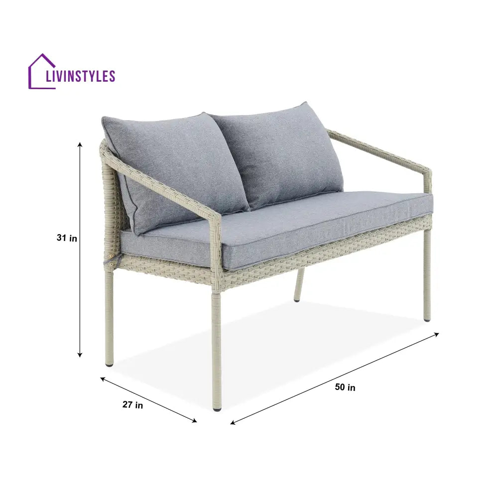 Coven Outdoor Garden Balcony Sofa Set 2 Seater 2 Single seater and 1 Center Table Set (Cream) - Sofa Sets