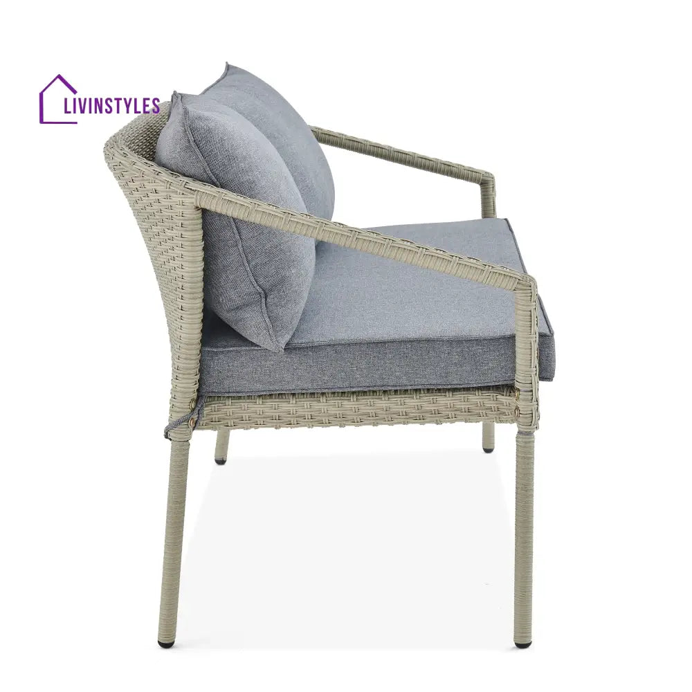 Coven Outdoor Garden Balcony Sofa Set 2 Seater 2 Single seater and 1 Center Table Set (Cream) - Sofa Sets