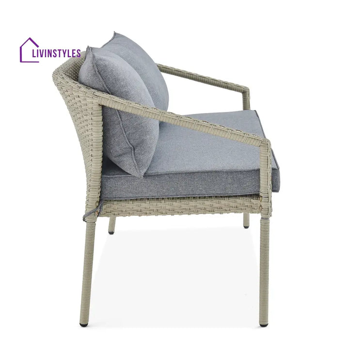 Coven Outdoor Garden Balcony Sofa Set 2 Seater 2 Single seater and 1 Center Table Set (Cream) - Sofa Sets