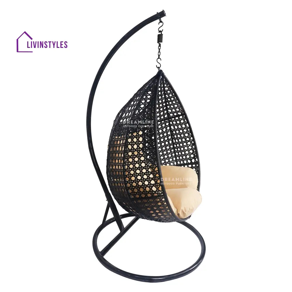 Craig Single Seater Hanging Swing With Stand For Balcony Garden Swing (Dark Brown) - Swings