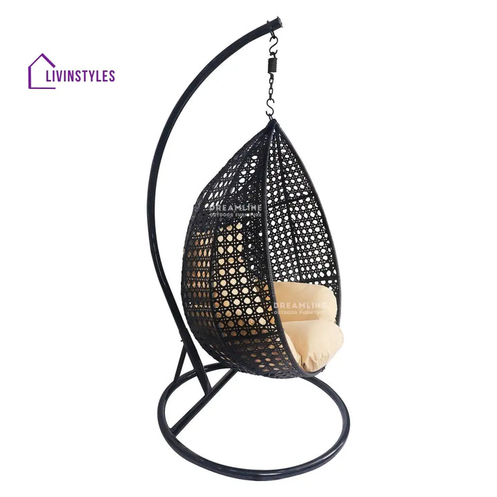 Craig Single Seater Hanging Swing With Stand For Balcony Garden Swing (Dark Brown) - Swings