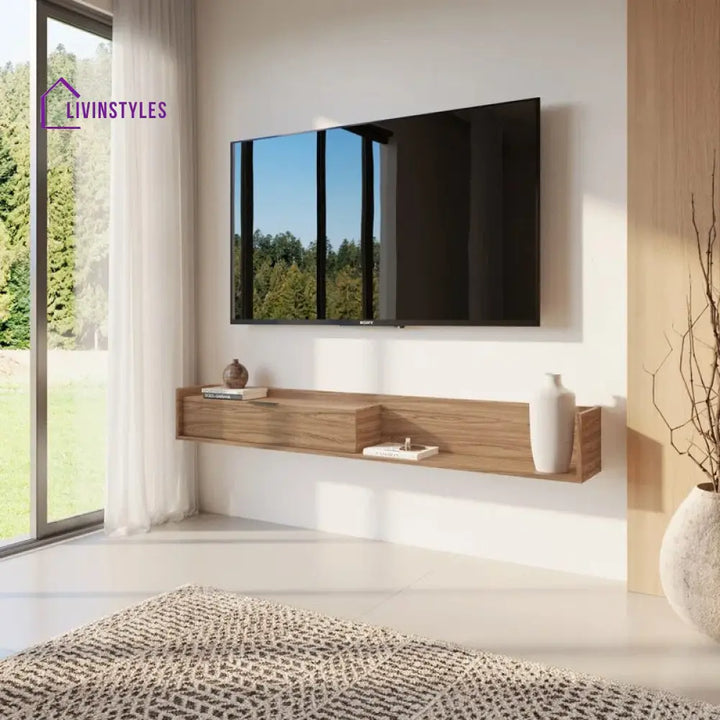 Cressida Wall Mounted Wooden Finish Tv Unit Stand for Living Room