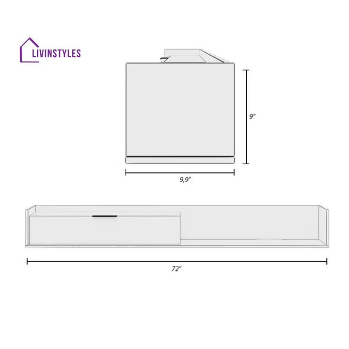 Cressida Wall Mounted Wooden Finish Tv Unit Stand for Living Room