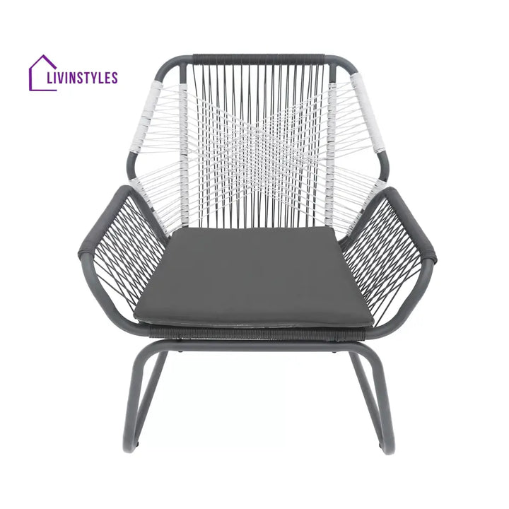 Crimson Outdoor Patio Seating Set 2 Chairs and 1 Table Set (White + Dark Grey) - Coffee Table Sets