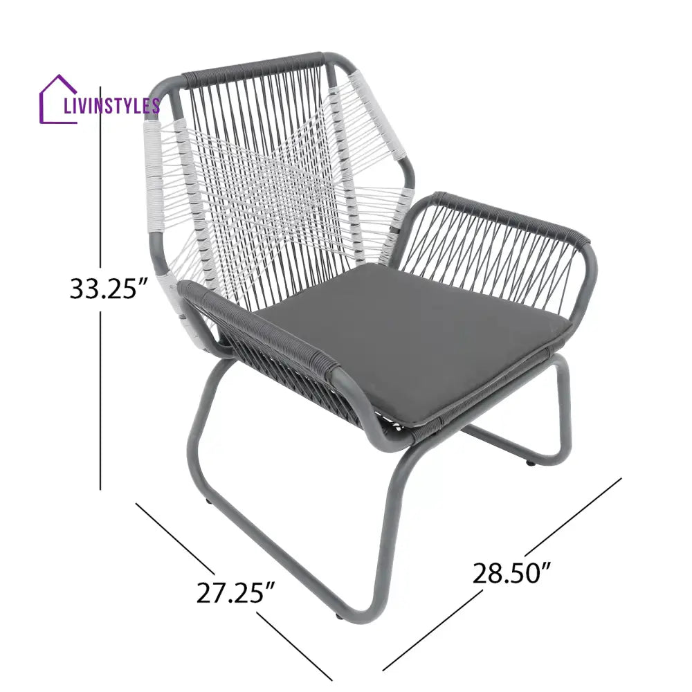 Crimson Outdoor Patio Seating Set 2 Chairs and 1 Table Set (White + Dark Grey) - Coffee Table Sets