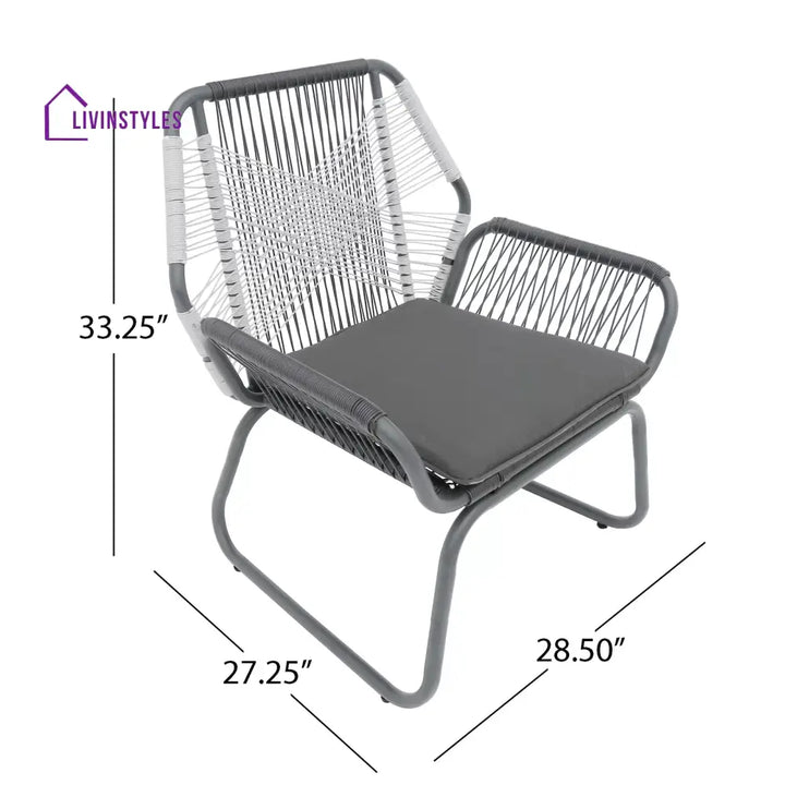 Crimson Outdoor Patio Seating Set 2 Chairs and 1 Table Set (White + Dark Grey) - Coffee Table Sets