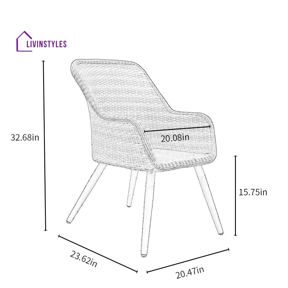 Cristián Outdoor Patio Seating Set 2 Chairs and 1 Table Set (White + Silver) - Coffee Table Sets